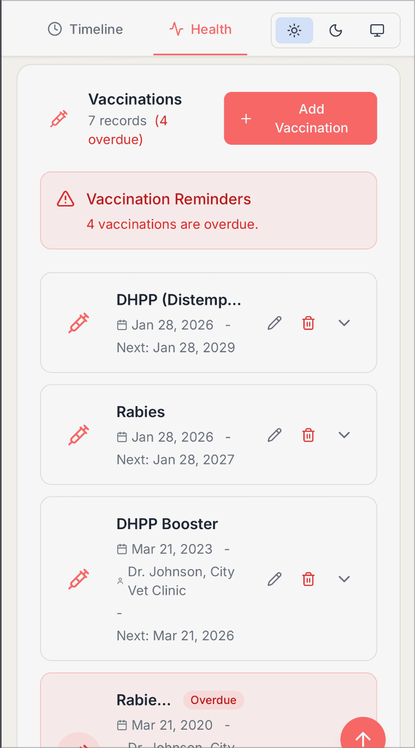 Life story timeline screenshot